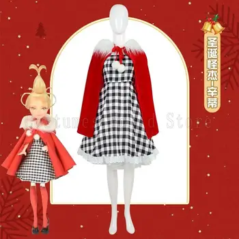 משחק סינדי לו תחפושת גלימה אדומה משובצת השמלה להגדיר סינדי לו Cosplay תלבושות נשים ליל כל הקדושים מסיבת חג המולד החליפה שמלה - התמונה 1  
