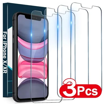 1-3pcs זכוכית מחוסמת לאייפון X/XR מגיני מסך נגד שריטות מגן סרט HD זכוכית שקופה סרט עבור Iphone X Iphone XR - התמונה 1  