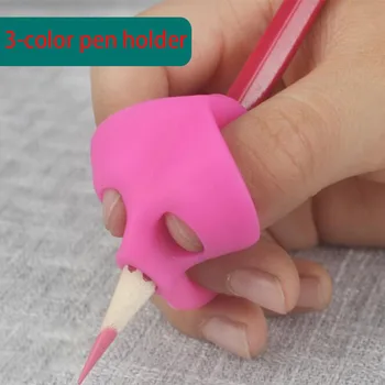 3pc קסם אחיזת עיפרון לעזור למתחילים כותב סיליקון צעצועים לתינוק כפול אצבע יציבה תיקון כלי עט תלמיד חינוך - התמונה 1  