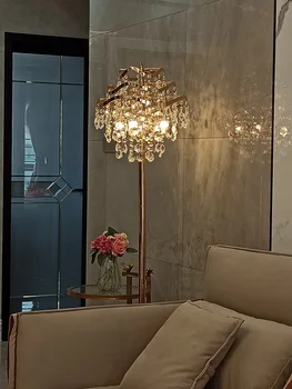 מנורת רצפה אור החיים יוקרה חדר השינה ליד המיטה האמריקאי מחקר רטרו רעיונות למסעדות בסגנון אירופאי קריסטל מנורת - התמונה 1  