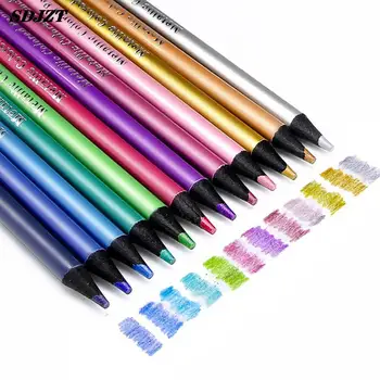 12 צבע מתכתי עפרונות ציור מצייר להגדיר צביעה עפרונות צבע המקצוע ציוד אמנות עבור אמן - התמונה 1  