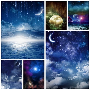 Yeele ירח, כוכבים בשמיים מעוננים נוף הלילה מותק צילום דיוקן תפאורות אישית צילומי רקעים לצילום סטודיו - התמונה 1  