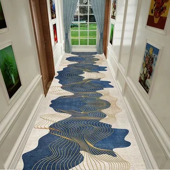 מעבר שטיח ארוך רץ יוקרה קישוט מלון כניסה מסדרון מסדרון החלקה מחצלת השינה ליד המיטה שטיחים לסלון - התמונה 1  