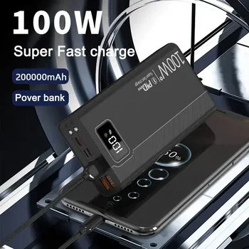 100W כוח הבנק 50000mAh 4 USB סופר מהיר טעינה נייד Powerbank עבור Huawei iPhone 14 Xiaomi סוללה חיצונית מטען חדש - התמונה 1  