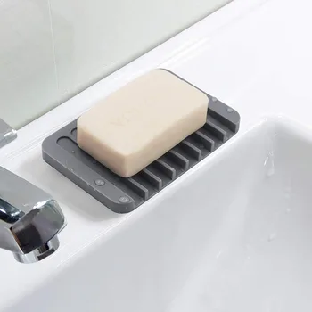 סיליקון עולם אנטי-גולש לשיפור הבית סיליקון גמיש שירותים מגש סבוניה סבון כלים צלחת מחזיק מגש סבון המתלה. - התמונה 1  