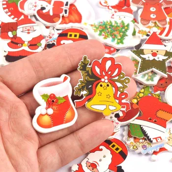 20pcs מעורבים חג המולד עץ כפתורים על אמנות עיצוב אלבומים תפירת בגדים DIY ילד הלבשה אספקה M2258 - התמונה 1  