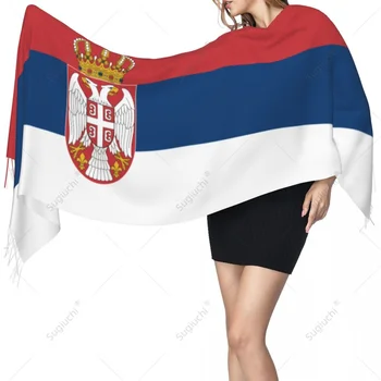 סרביה דגל הסרבים צעיף פשמינה חם צעיפי צעיף לעטוף את החיג ' אב האביב החורף תכליתי יוניסקס - התמונה 1  