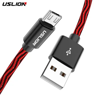 USLION אדום צמה כבל מיקרו USB 2.4 נתונים סנכרון טעינה מהירה חוט עבור סמסונג הערה שיאומי אנדרואיד מיקרו USB כבל מטען הטלפון - התמונה 1  