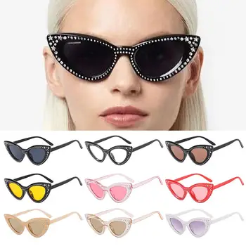 יוקרה UV400 מנופחים Y2K משקפי שמש כוכבים עיצוב שחור משקפי שמש יהלום משקפי שמש עין חתול משקפי שמש לנשים - התמונה 1  