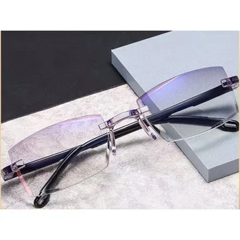 4 זוגות מחשב משקפי קריאה שחור+כחול חוזק: 1.0~4.0 x זוקן ראייה משקפיים Multifocal מלבן מתקדמת משקפי קריאה - התמונה 1  