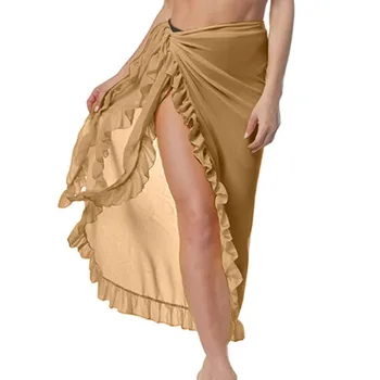 הקיץ&קצר לפרוע סרונג Coverups עבור נשים בגד ים עטוף בגד ים חצאית חוף ביקיני לחפות על בגדי ים - התמונה 1  