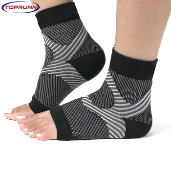 1Pair פרונציה בקרסול הרגל הרגל תומך עקב סד דחיסה רגל שרוולים Toeless גרביים קרסוליים נפוחים טיפול לרגליים - התמונה 1  