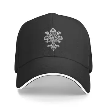 אופנה מכסף פיליגרן פלר דה ליס כובע בייסבול עבור נשים גברים מתכוונן פרח שושן אבא הכובע חיצוני - התמונה 1  