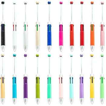 20pcs DIY יצירתיים עסקים ארבע צבע מילוי חרוזים עט חמוד Beadable עטים כדוריים פאזל צבע רב תכשיטי חרוזים בעט כדור - התמונה 1  