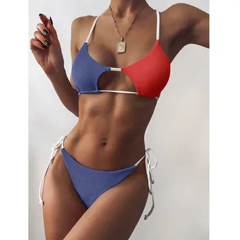 2024 אופנה חדשה סקסי ביקיני טלאים של בגדי נשים, בגדי ים פוש אפ סט בגד ים ברזילאי קיץ חוף ללבוש שחייה - התמונה 1  