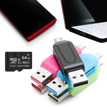 2 In 1 USB 2.0 זכר זכר מיקרו USB קורא כרטיסי זיכרון מתאם OTG במהירות גבוהה עבור כרטיסי SDXC הטלפון החכם למחשב - התמונה 1  