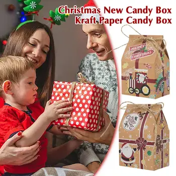 חג שמח קראפט נייר עוגיות ממתקים קופסות מתנת חג המולד קישוט קלאוס חדש קריקטורה סנטה חג מולד שמח הבית התיק מסיבת שנה I1G3 - התמונה 1  