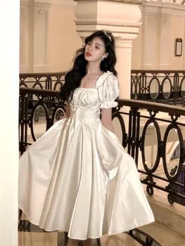 צרפתי משובח בורגנדי ערב המפלגה שמלת נשים 2023 קיץ אלגנטי הרומנטי Vestidos קוריאנית קו סיום שמלות - התמונה 1  