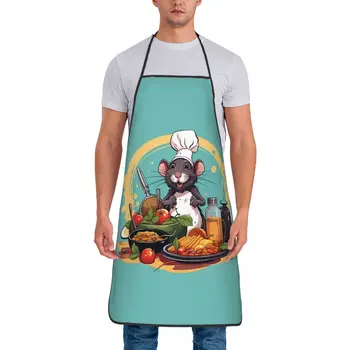 יוניסקס אופנה רמי סינר נשים גברים Tablier מטבח שף בישול, אפייה הדג Ratatouilles מטבח לציור - התמונה 2  