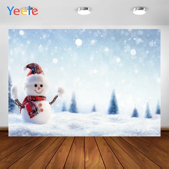 Yeele תפאורה חג המולד רקעים לצילום בחורף שלג שלג אור בוקה תינוק בן יומו צילום דיוקן רקע Photocall - התמונה 2  