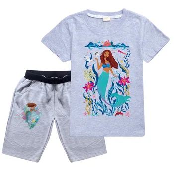 בת הים הקטנה בגדי ילדים, חולצות קבוצות נערות כותנה חולצות מזדמנים קיץ התינוק ספורט Tees מתאים - התמונה 2  
