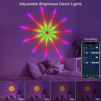 2023 חג המולד אור חכמה פיות דינור Bluetooth רצועת אור לויה הביתה קיר חדר השינה מחשב עיצוב חדר חג מסיבת המנורה - התמונה 2  