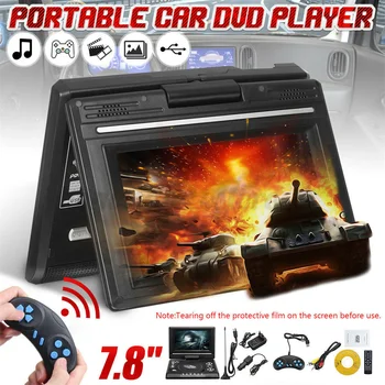 7.8 אינץ ' 16:9 מסך רחב 270° Rotatable מסך LCD הביתה המכונית טלוויזיה, נגן DVD נייד VCD MP3 הצופה עם המשחק פונקציה - התמונה 2  