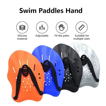 1 זוג לשחות הכפות יד עם רצועה מתכווננת צבע רב שחייה ציוד אימון לנשים גברים ילדים זרוק משלוח - התמונה 2  