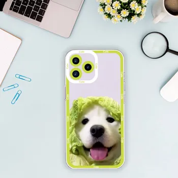 חמוד כרוב הכלב הטלפון Case For Samsung A73 A72 A71 A70 שקוף גבול המעטפת. - התמונה 2  