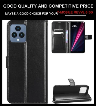 הפוך ארנק נרתיק עור PU עבור T-Mobile Revvl 6 5G טלפון נייד Case כיסוי עם חריץ כרטיס מחזיקי T-Mobile REVVL 6 6 Pro 5G - התמונה 2  