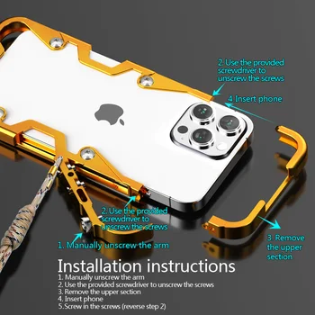 שריון בורג מסגרת מתכת Shockproof כיסוי עבור iphone 15 Pro מקס 14 13 12 Pro מקס אלומיניום הפגוש תיקים כבדים Fundas - התמונה 2  