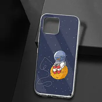קריקטורה חמודה אסטרונאוט כוכב החלל מקרה טלפון עבור iPhone 11 12 pro XS מקס מיני 8 7 6 6S Plus X 5 SE 2020 XR - התמונה 2  