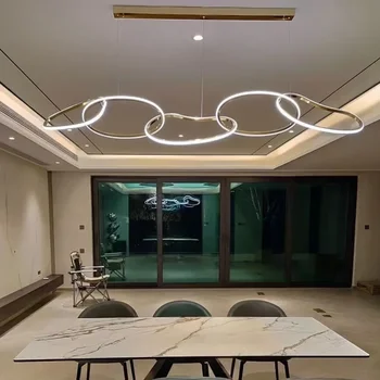 מודרני מינימליסטי חדר האוכל נברשת אופנה יצירתי נירוסטה חדר האוכל מנורת שולחן נורדי אור יוקרה קבלה - התמונה 2  