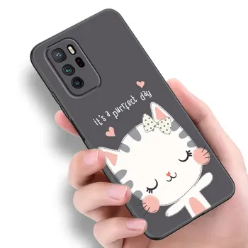 חתול חתלתול חמוד קריקטורה טלפון Xiaomi Redmi הערה 7 8 9 10 11 11E 11T 12 Pro 11S 4G 10T 5G 8T 9 10 שחור כיסוי סיליקון - התמונה 2  