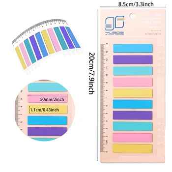 200Sheets מדד כרטיסיות עם שליט עמיד למים קובץ כרטיסיות דגלים צבעוניים, פתקים דביקים על קריאת ההערות ספרים, ספר, ציוד משרדי - התמונה 2  