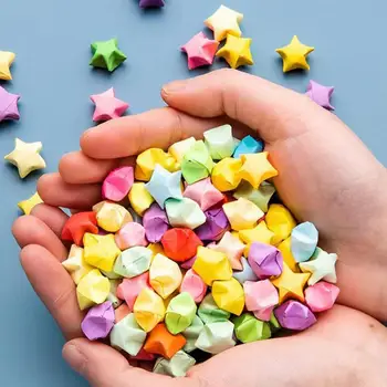 צבע אוריגמי רצועות צבעוניות אוריגמי כוכב רצועות נייר Diy אמנות קישוטים גן הילדים בהוראת אמנות - התמונה 2  
