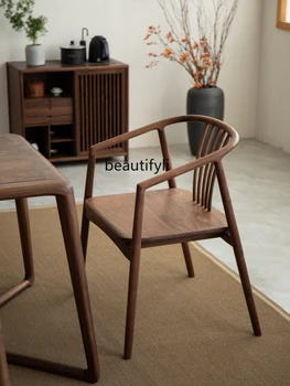 בסגנון סיני עגול-מגובה כורסה כורסאות ארמון כיסא חדר תה תה כיסא האוכל כסא עץ מלא משענת הכיסא הפנוי - התמונה 2  