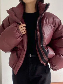 [EWQ] קוריאנית שיק וינטג לעמוד הצוואר רוכסן המעיל החום כל התאמה מעיל שחור נשים האביב 2024 חורף פרווה מקסימום U7104 - התמונה 2  