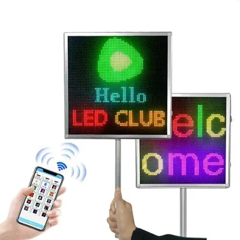 תצוגת LED מסך Bluetooth DIY לתכנות הודעת סימן מסחרי LED החזיק ביד מודעות נטענת צבע פרסום - התמונה 2  
