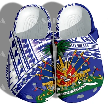 חזקה בהאיטי סמל הדגל הדפסת 3D עבור Mens נשים קלאסי נעלי נעל הבית אווה Ligtweight סנדלים בקיץ חוף חיצוני - התמונה 2  