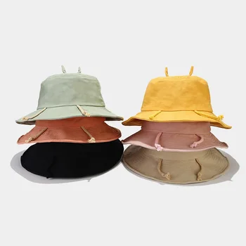 כובע נשי קיץ צח כובע השמש קוריאני קטן וחמוד בין נבט פיות דלי כובע צבע טהור כל-התאמת דלי כובע Fashio - התמונה 2  