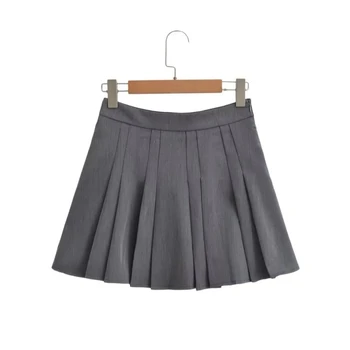 ZADATA 2023 החדש בגדי נשים מוצק צבע בגזרה גבוהה קו סלים אופנה יוממות מזדמן פשוט קפלים החצאית - התמונה 2  