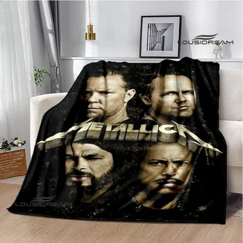להקת רוק מ-Metallicas רטרו מודפס שמיכות פלנל, שמיכה חמה רך ונעים, שמיכת נסיעות שמיכות במיטה רפידות מתנת יום הולדת. - התמונה 2  