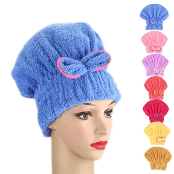 מיקרופייבר מהיר ייבוש השיער אמבט ספא Bowknot לעטוף מגבת כובע כובע לאמבטיה אביזרי אמבטיה SEC88 - התמונה 2  