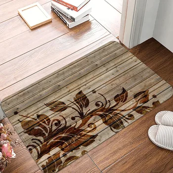 בציר מרקם עץ מודפס הכניסה שטיחון נגד החלקה מרפסת חדר השינה חדר האמבטיה שטיח רך השטיח בסלון עיצוב הבית - התמונה 2  