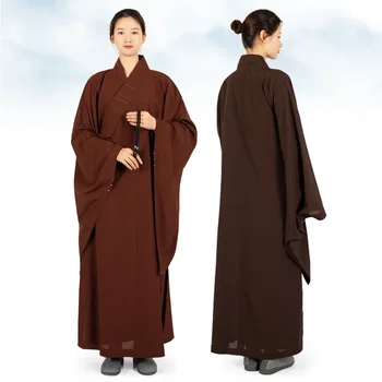 סינית מסורתית חלוק של פשתן נזירים השמלה הארוכה על בודהיזם Haiqing מבוגרים מדיטציה בגדים נזיר בודהיסטי בגדים - התמונה 2  