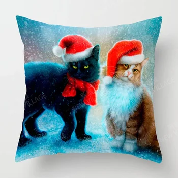 בבית סלון קישוט מכסה כרית חג המולד קצר קטיפה חתול כלב לזרוק את הכרית cover45*45 הציפית 40x40cm 50x50 45x45 - התמונה 2  