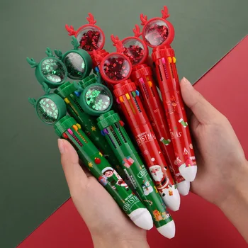 20pcs חג המולד עשר-צבע עט כדורי חמוד לחץ עט כדורי חג מתנת חג מולד תפאורה הביתה חג מולד קישוט - התמונה 2  