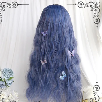 מעורבב סגול כחול לוליטה הפאה Harajuku פיות Cosplay פוני מתולתל 65cm זמן מתוק פרינג ' למבוגרים בנות שיער סינטטי - התמונה 2  
