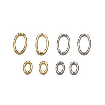 50pcs זהב נירוסטה אליפסה לקפוץ מחבר את הטבעת עבור DIY עגיל צמיד שרשרת מפתח תכשיטים מלאכה ביצוע אספקת חומר - התמונה 2  